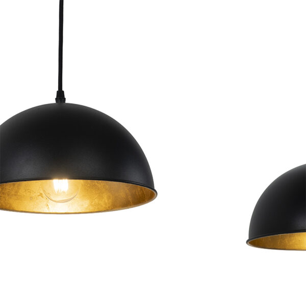Industriële hanglamp zwart met goud 3-lichts - Magnax - Afbeelding 2