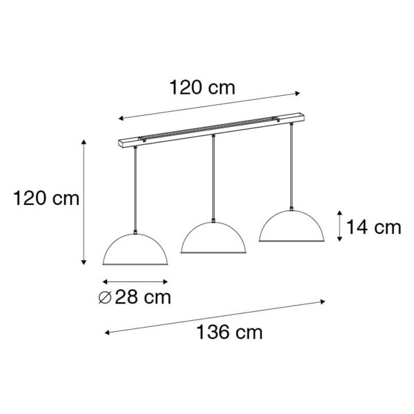 Industriële hanglamp zwart met goud 3-lichts - Magnax - Afbeelding 3