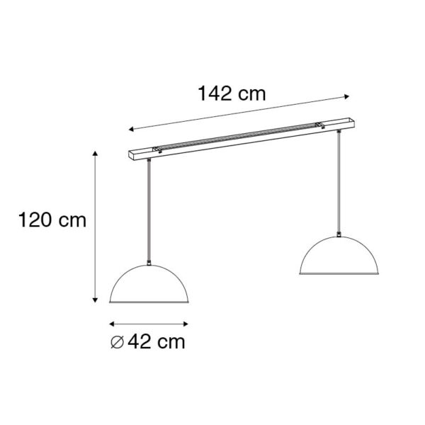 Industriële hanglamp zwart met goud 2-lichts - Magnax - Afbeelding 3