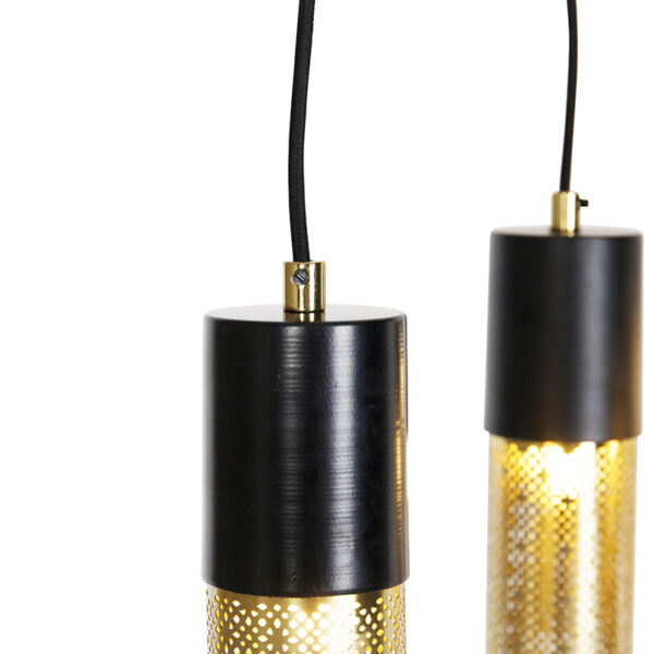 Industriële hanglamp zwart met goud 10-lichts - Raspi - Afbeelding 5
