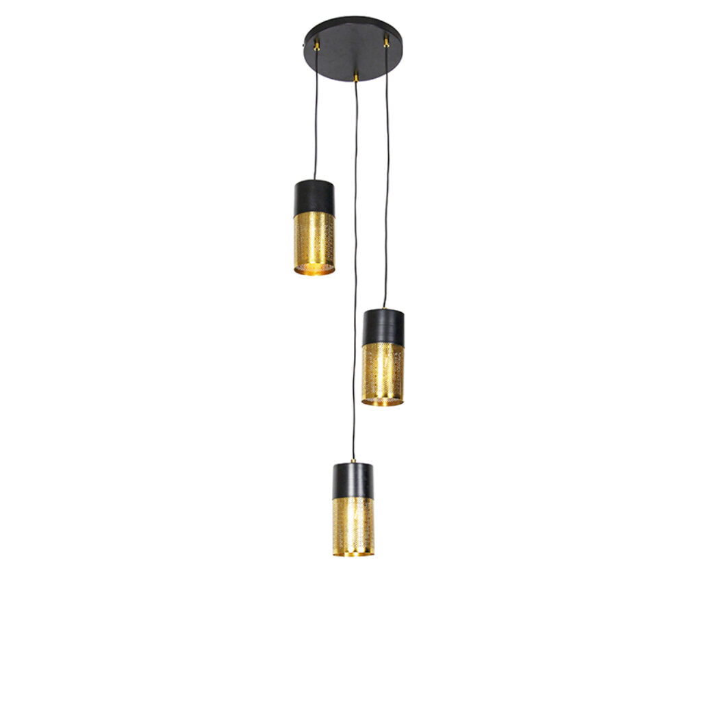 hanglampen hanglamp zwart met goud rond Raspi Staal Ga voor meer sfeer in je interieur Deze is gemaakt van staal en afgewerkt het zwart. Een perfecte Hij heeft