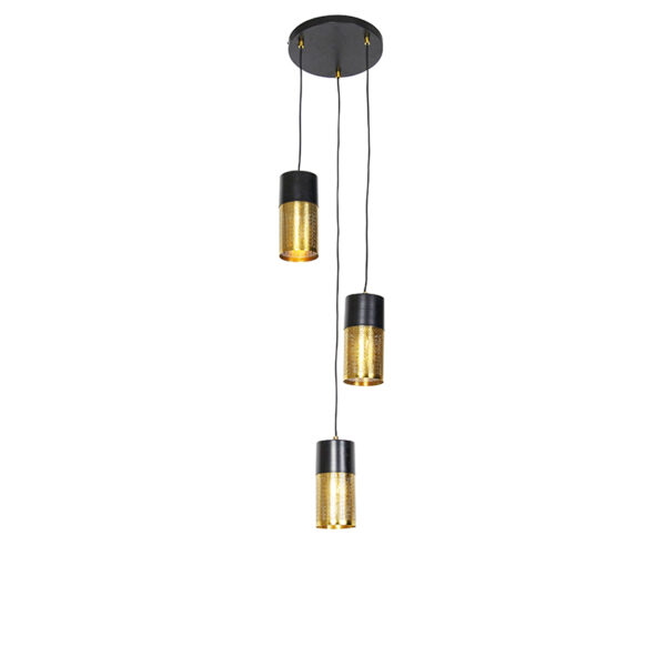 hanglampen hanglamp zwart met goud rond Raspi Staal Ga voor meer sfeer in je interieur Deze is gemaakt van staal en afgewerkt het zwart. Een perfecte Hij heeft
