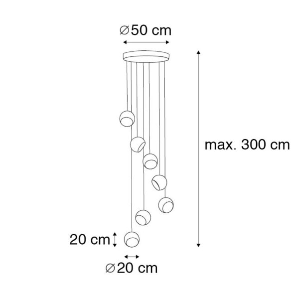 Hanglamp zwart met gouden binnenkant 7-lichts - Crooked Cluster - Afbeelding 3