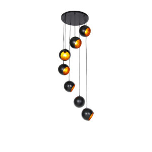 hanglampen Hanglamp zwart met gouden binnenkant Crooked Cluster Staal Zwart Steel gegarandeerd de show deze stalen hanglamp in het Met wel zeven lichtpunten