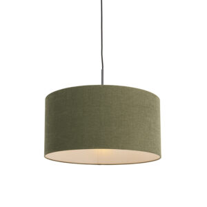 hanglampen Hanglamp zwart met groene kap 50 cm Combi 1 MetaalStof Groen Eenvoudige en stijlvolle hanglamp in een mos kap. De zorgt voor zachte opvallende look