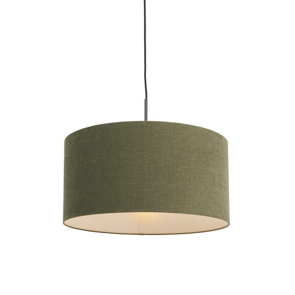 hanglampen Hanglamp zwart met groene kap 50 cm Combi 1 MetaalStof Groen Eenvoudige en stijlvolle hanglamp in een mos kap. De zorgt voor zachte opvallende look