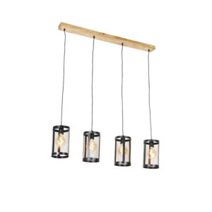 hanglampen hanglamp zwart met hout Cage Robusto StaalHout Bruin Op zoek naar een gezellige voor in de woonkamer eetkamer of op is precies wat je Door combinatie