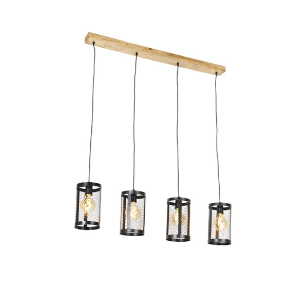 hanglampen hanglamp zwart met hout Cage Robusto StaalHout Bruin Op zoek naar een gezellige voor in de woonkamer eetkamer of op is precies wat je Door combinatie
