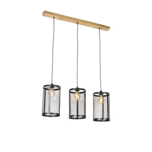 hanglampen hanglamp zwart met hout Cage Robusto StaalHout Bruin Op zoek naar een gezellige voor in de woonkamer eetkamer of op is precies wat je Door combinatie