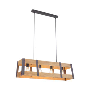 hanglampen hanglamp zwart met hout Krati HoutStaal Bruin Zoals zijn naam al doet vermoeden lijkt de vorm van deze een beetje op krat. Zijn look heeft hij te