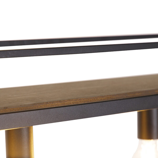 Industriële hanglamp zwart met hout en rek 4-lichts - Cage Rack - Afbeelding 2