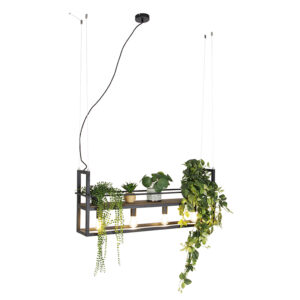 hanglampen hanglamp zwart met hout en rek Cage Rack StaalHout Bruin Een luchtig ontwerp plek voor leuke Super leuk in de keuken of boven eethoek. Zet er bovenop
