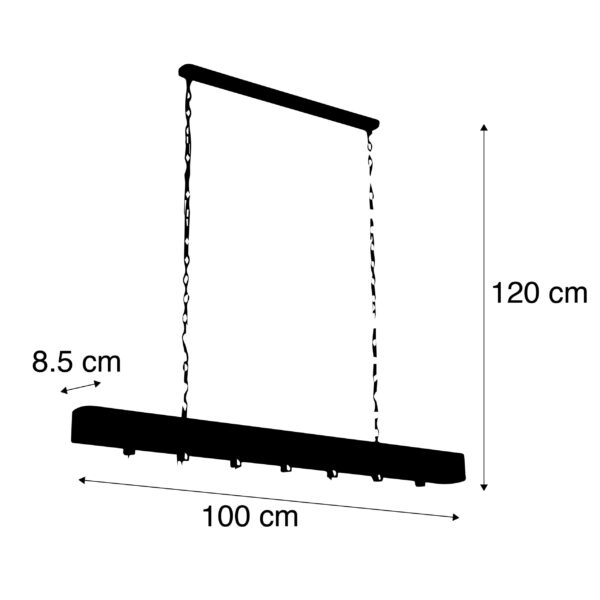Industriële hanglamp zwart met hout 5-lichts - Rodu - Afbeelding 3