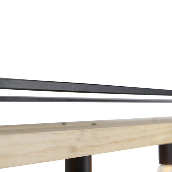 Industriële hanglamp zwart met hout 4-lichts - Shelf - Afbeelding 2
