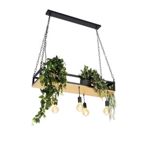 hanglampen hanglamp zwart met houten Shelf HoutStaal Zwart Klaar om je eigen te Kies dan voor de Het plateau leent zich uitstekend favoriete kookboeken kruiden