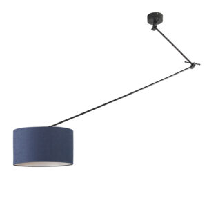 hanglampen Hanglamp zwart met kap 35 cm blauw verstelbaar Blitz I MetaalStof Blauw Strakke moderne zwarte pendel blauwe lampenkap. Het basic design maakt dat de