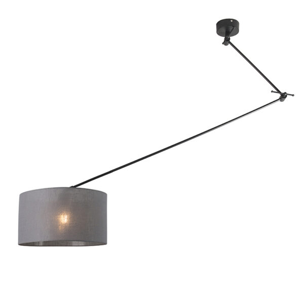 hanglampen Hanglamp zwart met kap 35 cm donkergrijs verstelbaar Blitz MetaalStof Grijs Strakke moderne zwarte pendel donkergrijze lampenkap. Het basic design