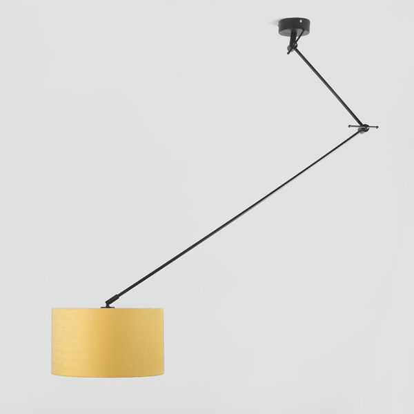 Hanglamp zwart met kap 35 cm geel verstelbaar - Blitz I - Afbeelding 2