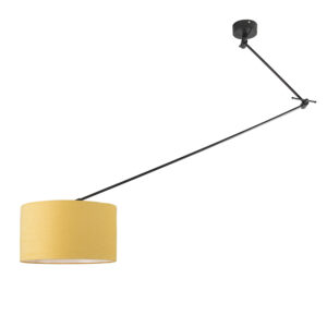 hanglampen Hanglamp zwart met kap 35 cm geel verstelbaar Blitz I MetaalStof Geel Strakke moderne zwarte pendel mais gele lampenkap. Het basic design maakt dat