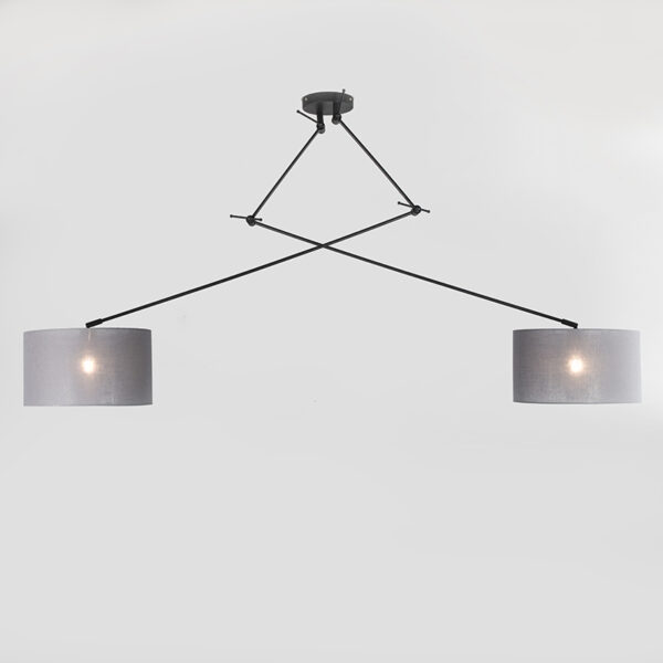 Hanglamp zwart met kap 35 cm grijs verstelbaar - Blitz II - Afbeelding 2