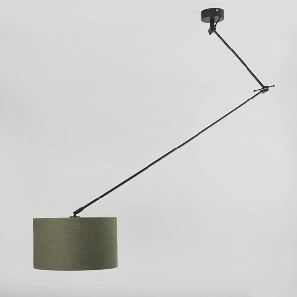 Hanglamp zwart met kap 35 cm groen verstelbaar - Blitz I - Afbeelding 2