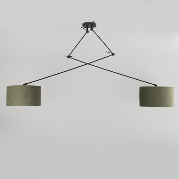 Hanglamp zwart met kap 35 cm groen verstelbaar - Blitz II - Afbeelding 2