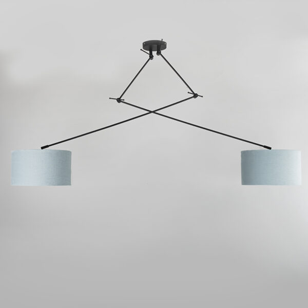 Hanglamp zwart met kap 35 cm lichtblauw verstelbaar - Blitz II - Afbeelding 2