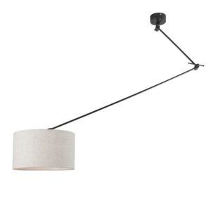 hanglampen Hanglamp zwart met kap 35 cm lichtgrijs verstelbaar Blitz I MetaalStof Grijs Strakke moderne zwarte pendel lichtgrijze lampenkap. Het basic design