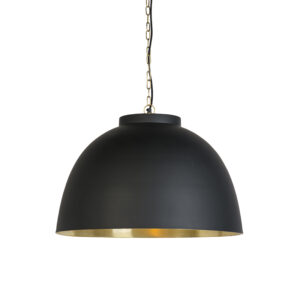 hanglampen Hanglamp zwart met messing binnenkant 60 cm Hoodi Staal Zwart Als je op zoek bent naar een stoere hanglamp die jouw interieur helemaal compleet Dan