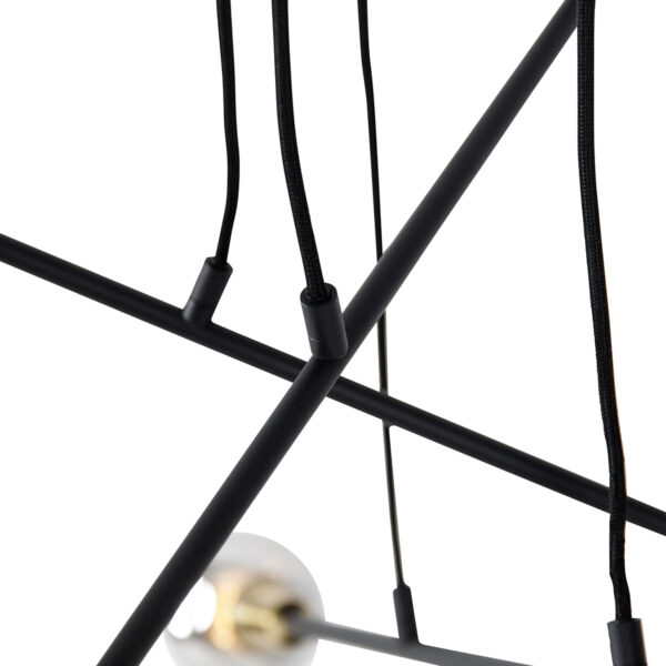 Hanglamp zwart met messing en smoke glas 6-lichts - Vidro - Afbeelding 2