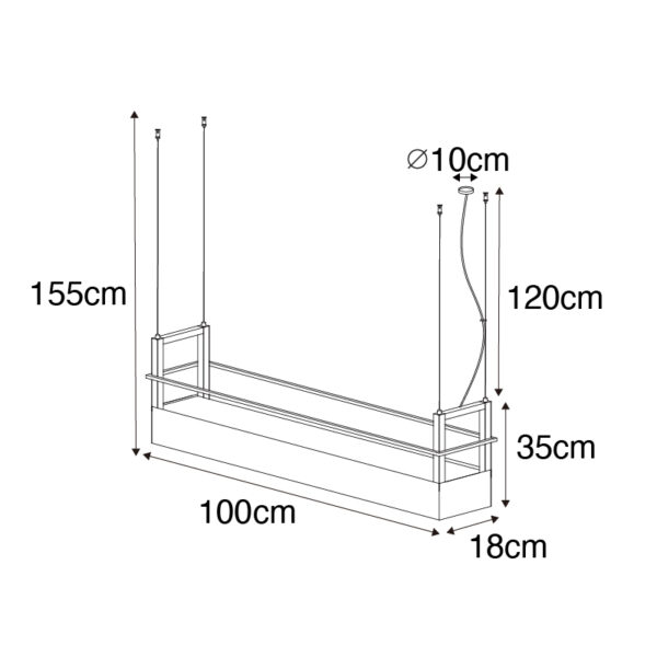 Industriële hanglamp zwart met rek 4-lichts GU10 - Cage Rack - Afbeelding 3