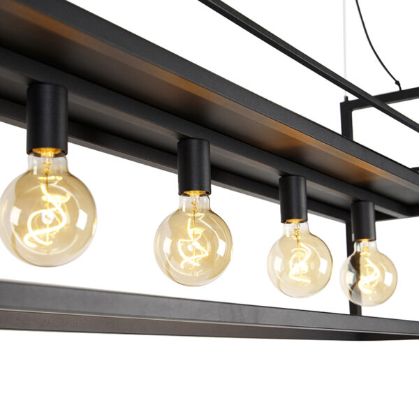 Industriële hanglamp zwart met rek large 4-lichts - Cage Rack - Afbeelding 2
