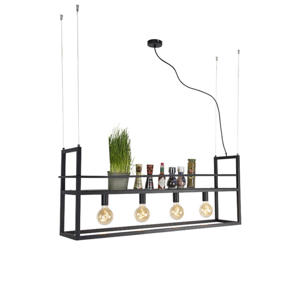 hanglampen hanglamp zwart met rek large Cage Rack Staal Zwart Hoe handig en gaaf is deze waarin je opbergruimte sfeerverlichting kunt Superhandig stijlvol boven