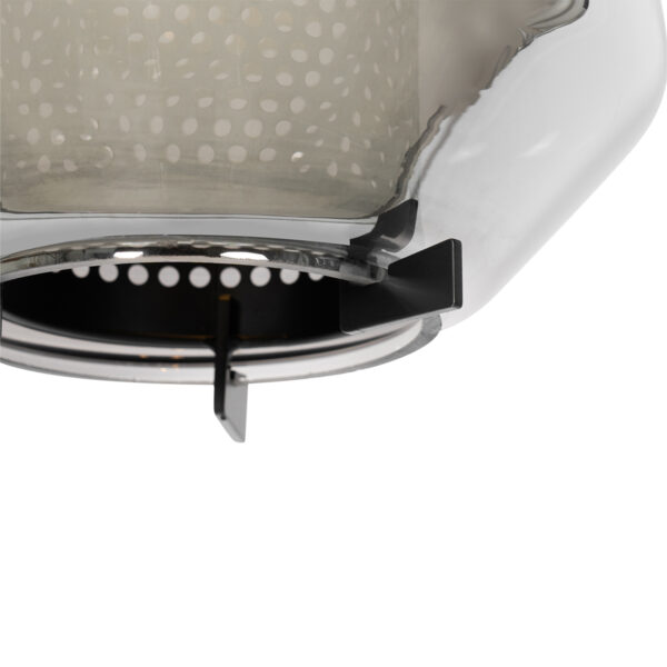 Hanglamp zwart met smoke glas 23 cm langwerpig 3-lichts - Kevin - Afbeelding 2