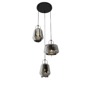 hanglampen Hanglamp zwart met smoke glas rond Kevin GlasStaal Grijs Het is bijna kunst deze hanglamp. Prachtig voor elke ruimte waar je nog wel een blikvanger