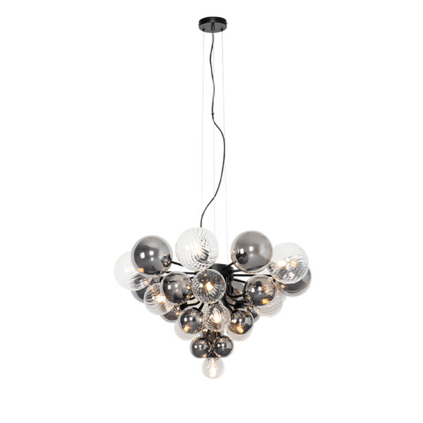 Hanglamp zwart met smoke en helder glas 13-lichts - Bonnie - Afbeelding 2