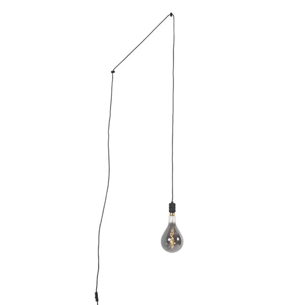 hanglampen Hanglamp zwart met stekker incl. dimbare A165 lamp Cavalux StaalGlas Zwart De zwarte is een stoere en stijlvolle hanglamp voor in huis. Hij wordt