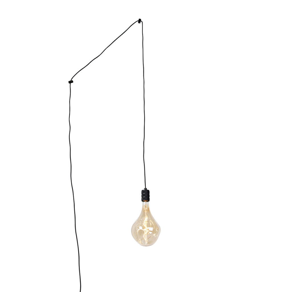 hanglampen Hanglamp zwart met stekker incl. PS160 goldline Cavalux Staal Zwart