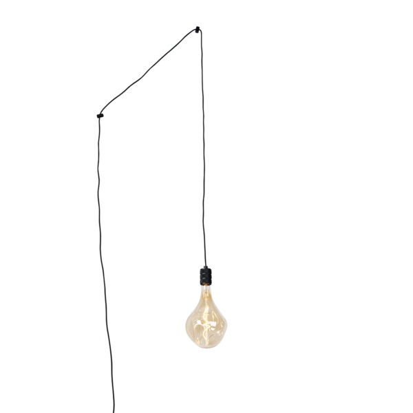hanglampen Hanglamp zwart met stekker incl. PS160 goldline Cavalux Staal Zwart