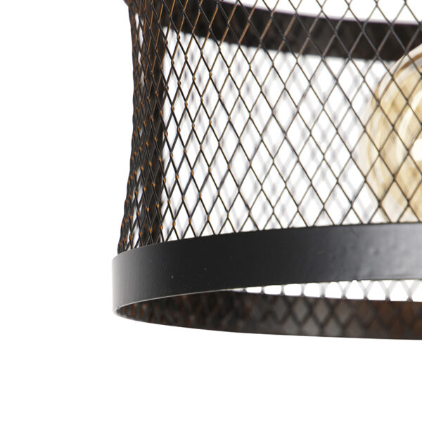 Industriële hanglamp zwart met touw 2-lichts - Cage Robusto - Afbeelding 2