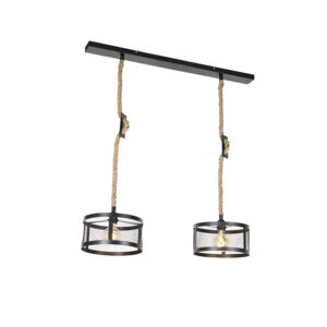 hanglampen hanglamp zwart met touw Cage Robusto Staal Bruin Wat een stoere is Robusto. Erg industrieel door zijn materiaalkeuze staal touw. Ook de lampenkap
