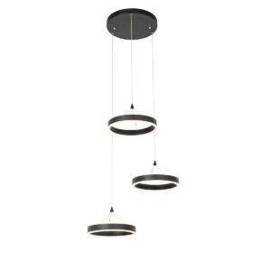 hanglampen Hanglamp zwart rond incl. LED dimbaar Lyani AluminiumStaalKunststof Zwart Soms hoeft een lamp niet veel poespas te zijn om perfect in je interieur
