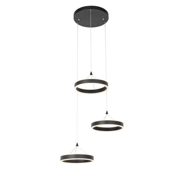 hanglampen Hanglamp zwart rond incl. LED dimbaar Lyani AluminiumStaalKunststof Zwart Soms hoeft een lamp niet veel poespas te zijn om perfect in je interieur