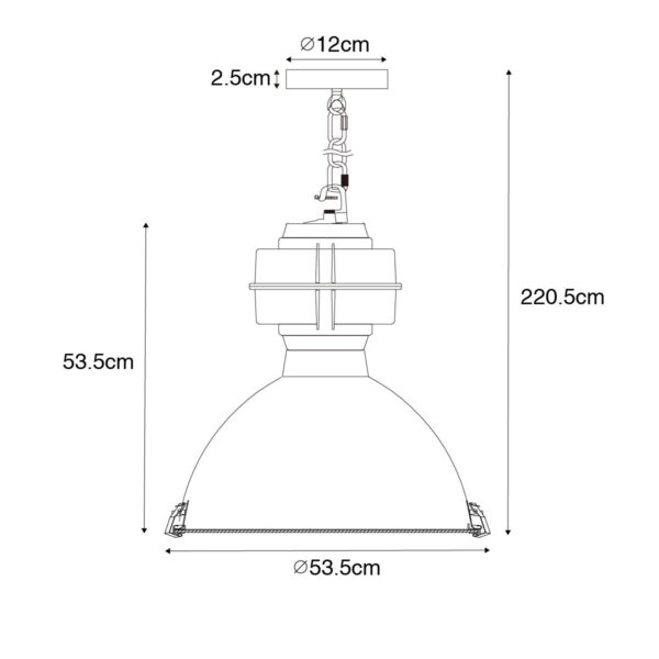 Industriële hanglamp zwart 53,5 cm - Sicko - Afbeelding 3