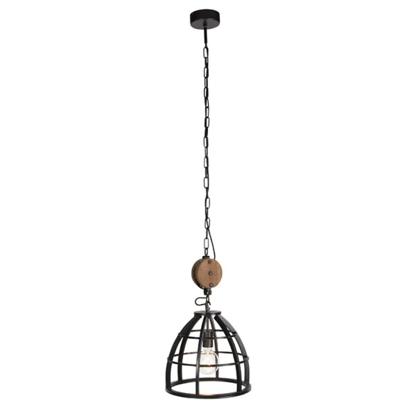 Industriële hanglamp zwart stalen kap 33 cm - Arthur - Afbeelding 2
