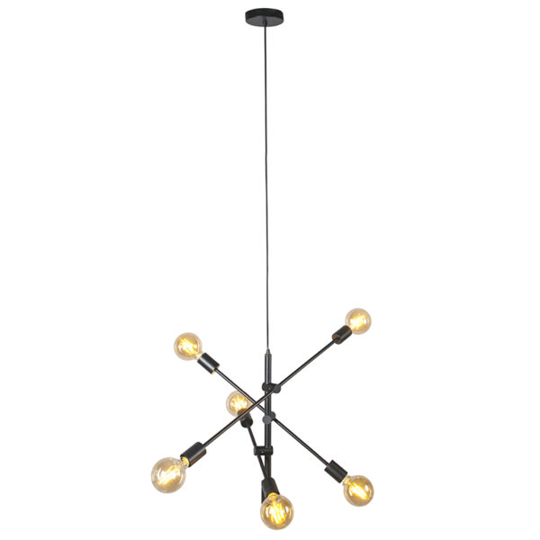 Industriële hanglamp zwart 6-lichts - Sydney - Afbeelding 2