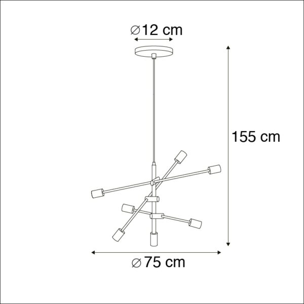 Industriële hanglamp zwart 6-lichts - Sydney - Afbeelding 3