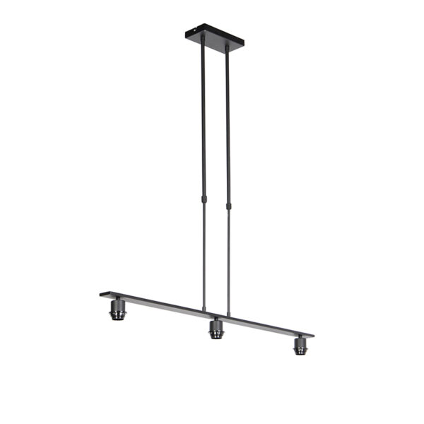 hanglampen Hanglamp zwart zonder kap Combi 3 Deluxe Staal Zwart Een simpele zwarte hanglamp voor boven de eettafel gemaakt drie lampenkappen. Je kan dus