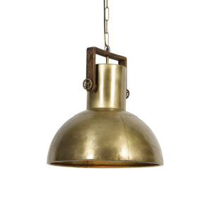 hanglampen Industriele hanglamp brons met mango hout Mangoes StaalHout Brons Geef jouw eetkamer een rauw randje de Magnoes Met deze stoere lamp maak je of