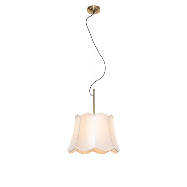 Klassieke hanglamp messing met witte lampenkap - Nona - Afbeelding 2